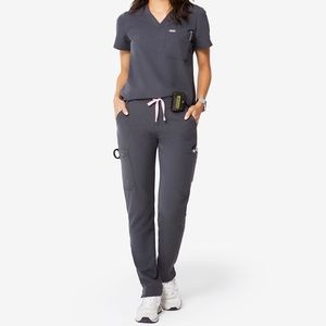 FIGS Charcoal Caterina Scrub Top